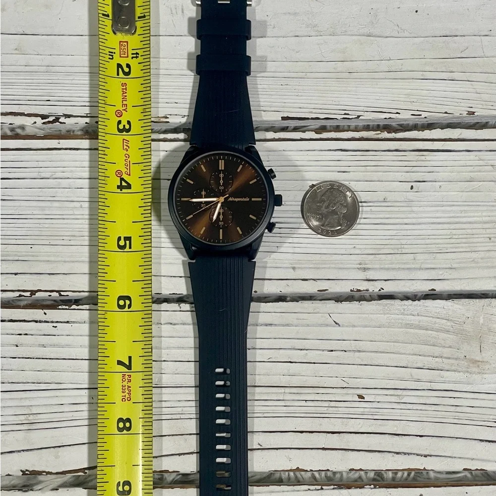 NEW BATTERY Aeropostale Luxury Watch‎ Metallic Brown Chronograph Dial Silicone